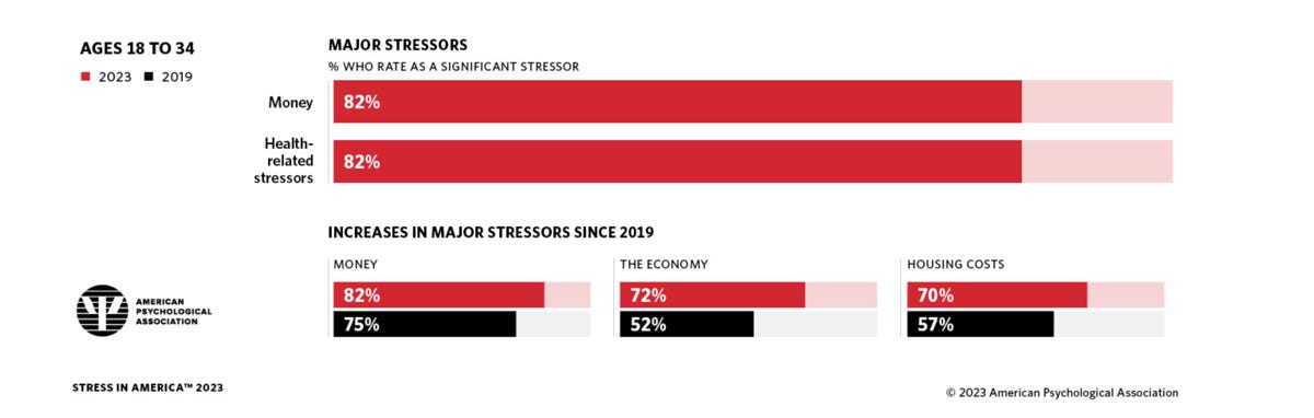 Key stressors for individuals aged 18 to 34